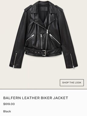 All Saints Black Leather Biker Jacket with Silver Hardware